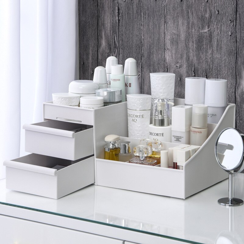 1PC White Plastic Makeup Stora - Home Office Desk With Drawers review and price