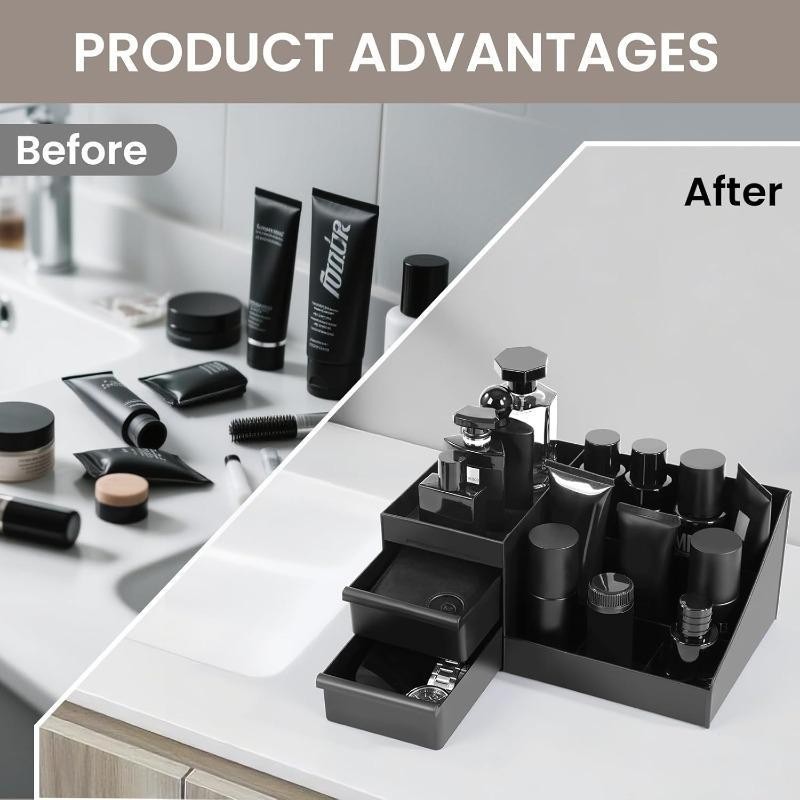 Black Skincare Organizer with  - Home Office Desk With Drawers review and price
