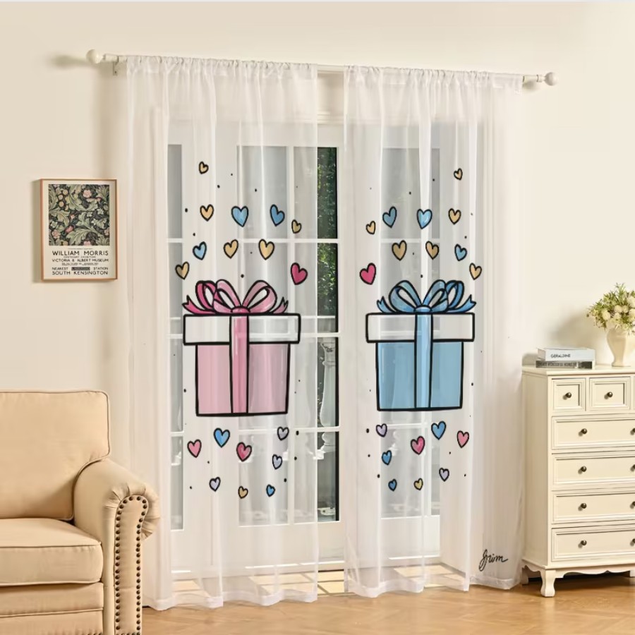 2PCS Digital Print Sheer Curta - Home Office Box review and price