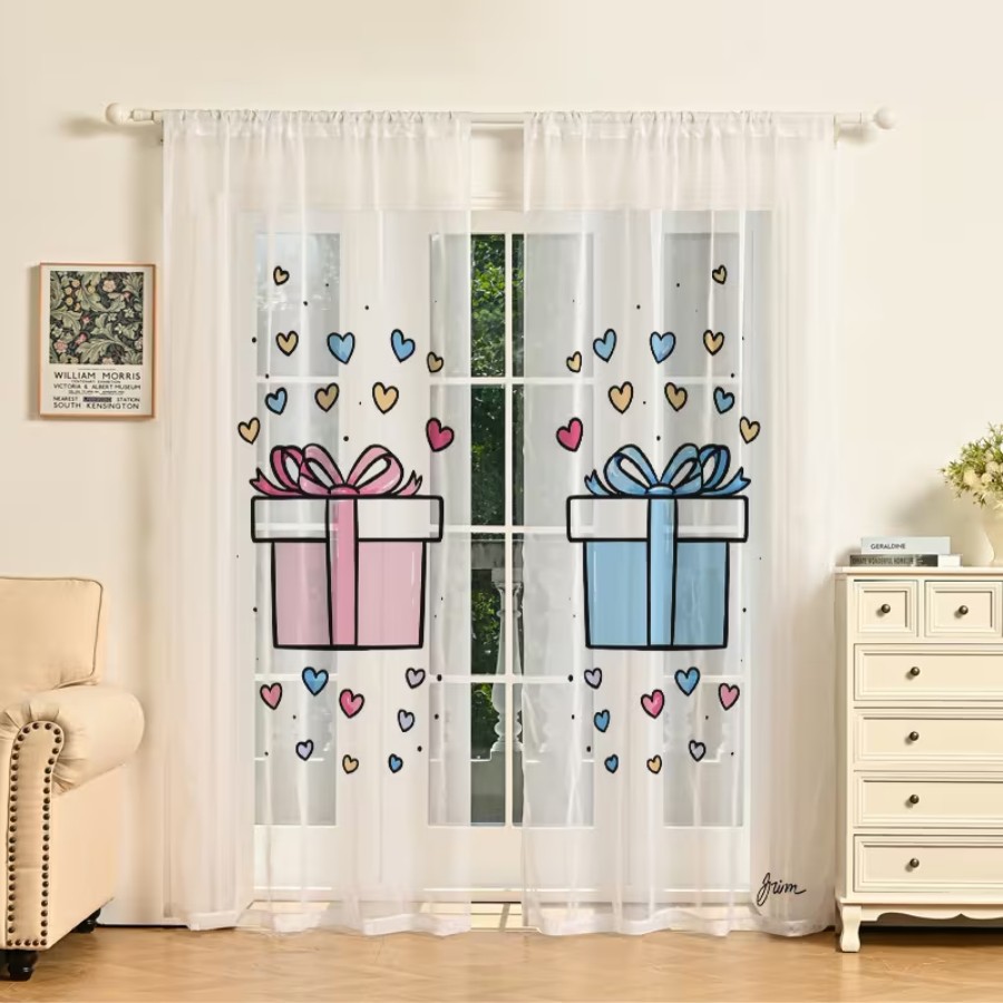 2PCS Digital Print Sheer Curta - Home Office Box review and price