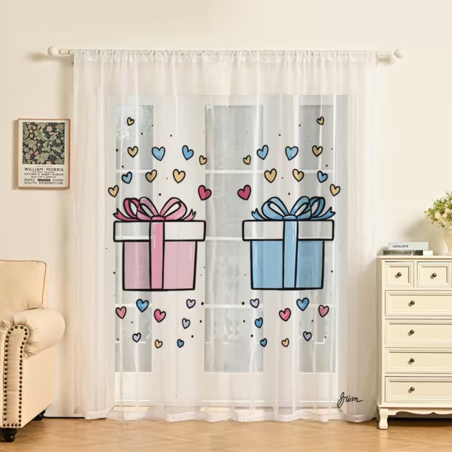 2PCS Digital Print Sheer Curta - Home Office Box review and price