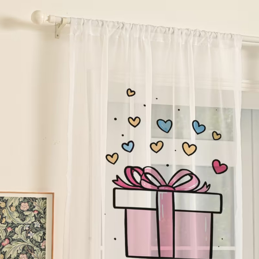 2PCS Digital Print Sheer Curta - Home Office Box review and price